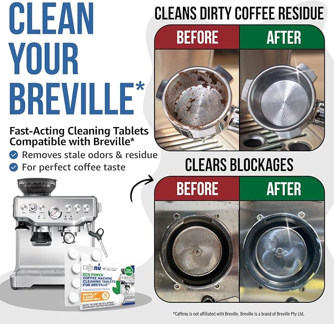 Breville Compatible Cleaning Tablets. 10x 1.4G Espresso Machine Cleaning Tablets. Breville Accessories, Cleans Portafilter & Internal Inaccessible Areas. Coffee Cleaner, All Breville & Sage Machines. - Image 2