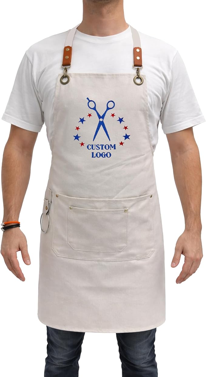 TEEAMORE Custom Design Apron for Men Women Adjustable Crossback Thick Work Apron with Pockets Personalized Canvas - Image 4