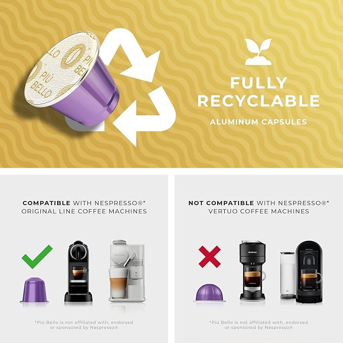 Piu Bello Roga Flavor Coffee Pods for Nespresso Original Machine - Rich & Balanced Taste - Strong Italian Espresso Flavored - Kosher Certified (120 Count)