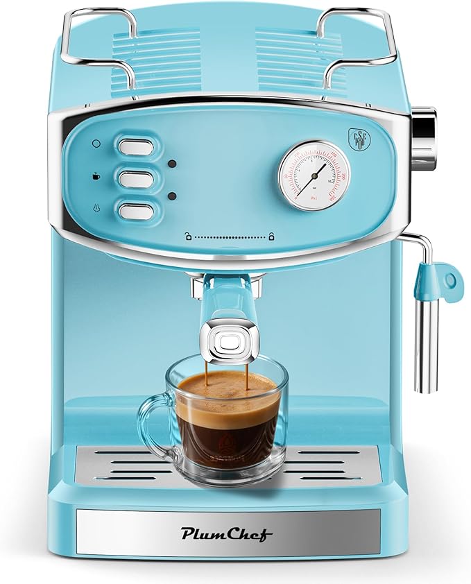 20 Bar Espresso Machine for home- Professional Compact Espresso Maker with Milk Frother Steam Wand, Pressure Gauge & 54oz Large Water Tank, Low Noise Fast Brewing for Cappuccino, Latte