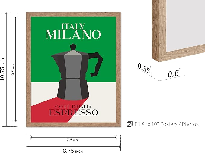 Poster Master Moka Pot Print - Espresso Poster - Italian Coffee Art - Great Gift for Barista, Coffee Lovers, Café Owner - Perfect Wall Decor for Dining Room, Kitchen - 8x10 Beige Framed