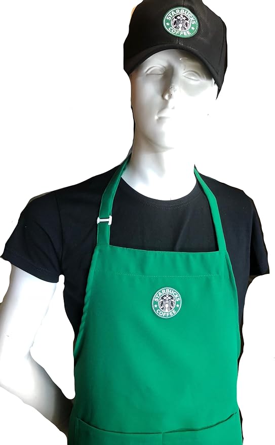 Beautiful Kelly Green Apron Center Pocket Embroidered Logo Patch (Kids M Apron (8-12 yrs) + CAP) - Image 3