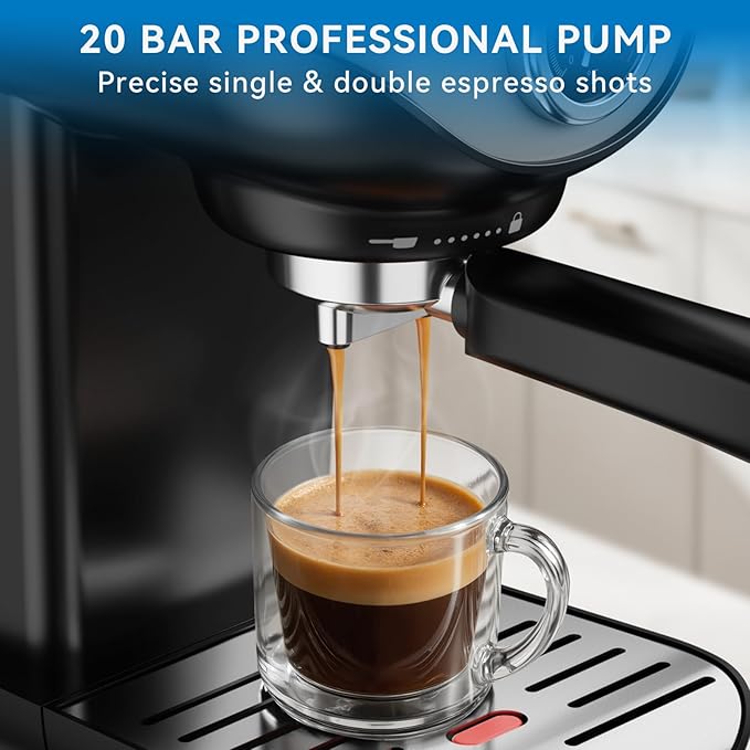 Espresso Machine, 20 Bar Pump Temperature Control, Compact Espresso Maker with Steam Milk Frother, Professional Coffee Makers for Home, Cappuccino Latte Machine, Gifts for Coffee Lover