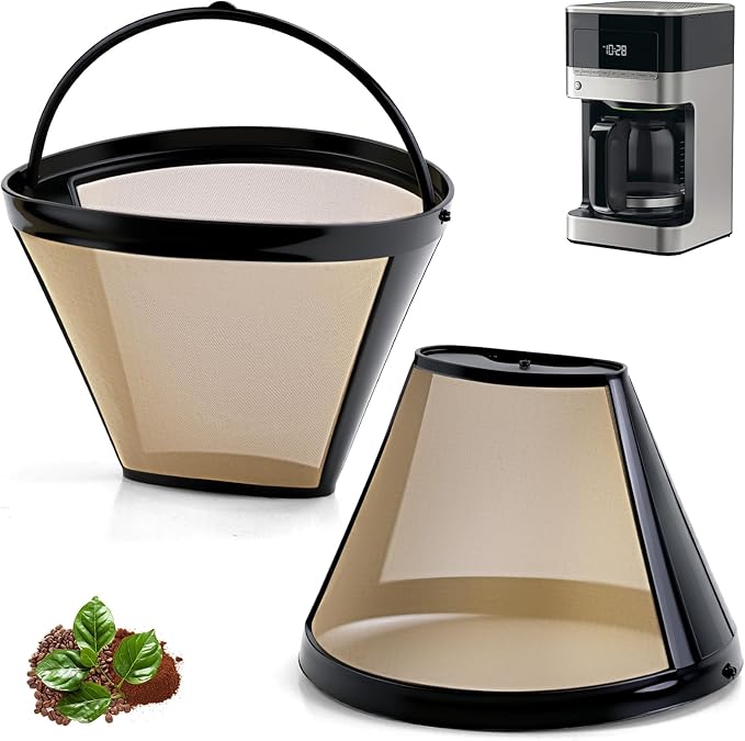 Coffee Filters #4 for Braun Coffee Maker, 2 Pack Reusable Cone Coffee Filters for Braun 10–14 Cup Drip Coffee Makers