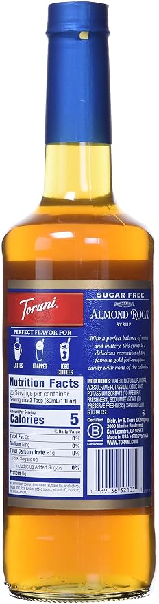 Torani Coffee Syrup, Sugar Free Almond Roca Flavored Syrup for Drinks 25.4 oz - Image 5