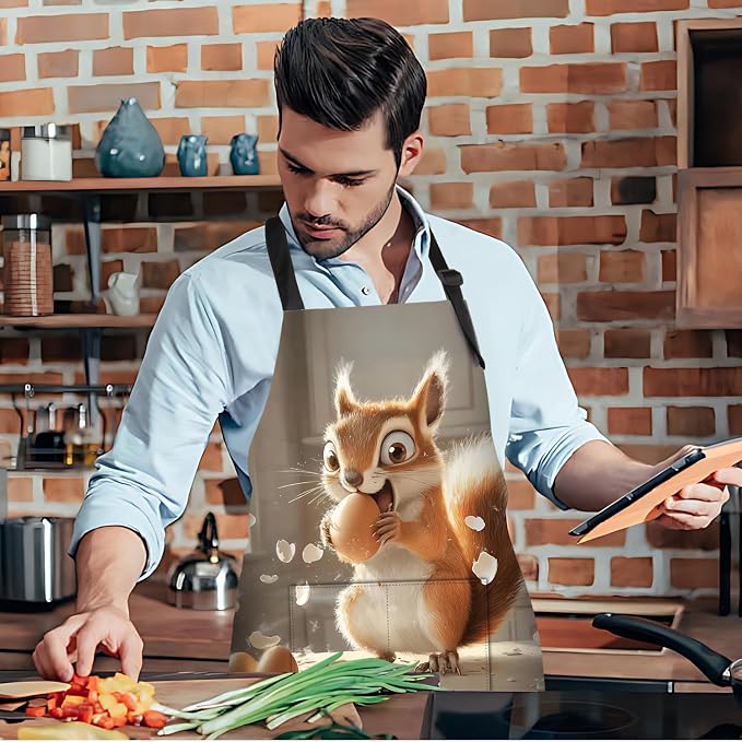 Funny Cat Apron with 2 Pockets Waterproof for Men Women Kitchen Garden Decor - Image 7