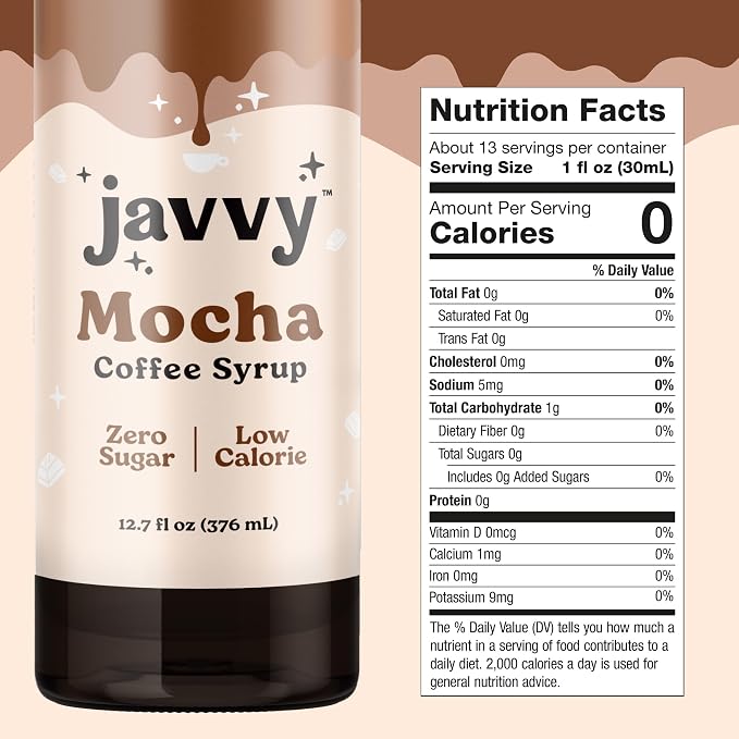 Javvy Coffee Syrup - Zero Sugar, Zero Calorie, Coffee Flavoring Syrup, Coffee Bar Accessories - Great for Flavoring All Types of Drinks – Mocha - Image 2