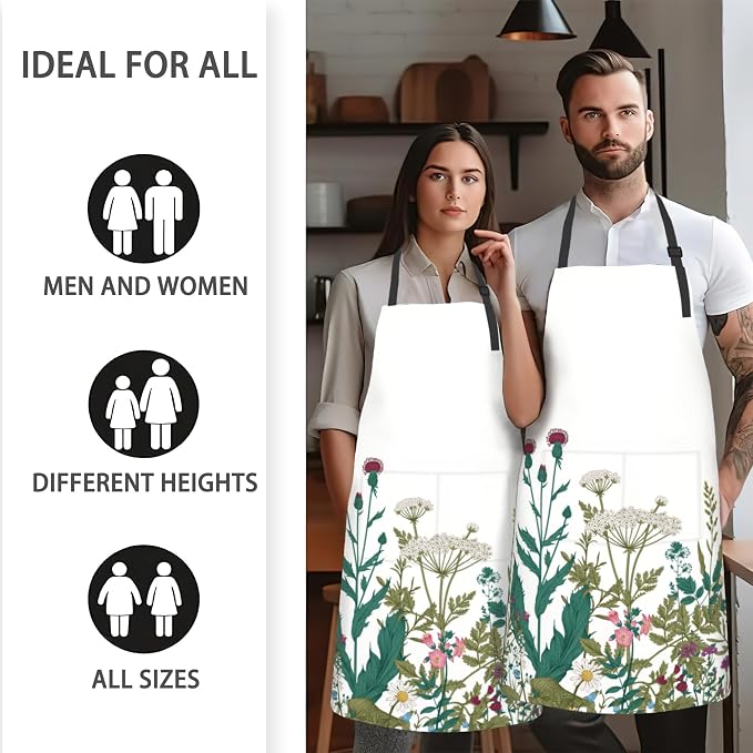 Apron, Stocking Stuffers Bib Apron with Adjustable Neck for Women, Suitable for Home Kitchen Cooking Apron - Image 5