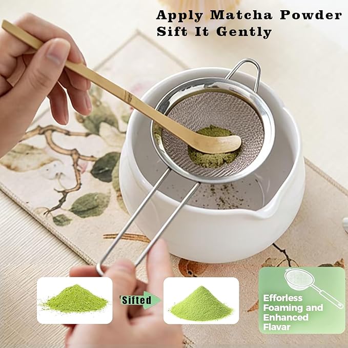 5Pcs Matcha Set Bowl and Whisk, White Ceramic Matcha Set Kit, Complete Matcha Making Kit Gift for Ceremony Matcha Tea Lover