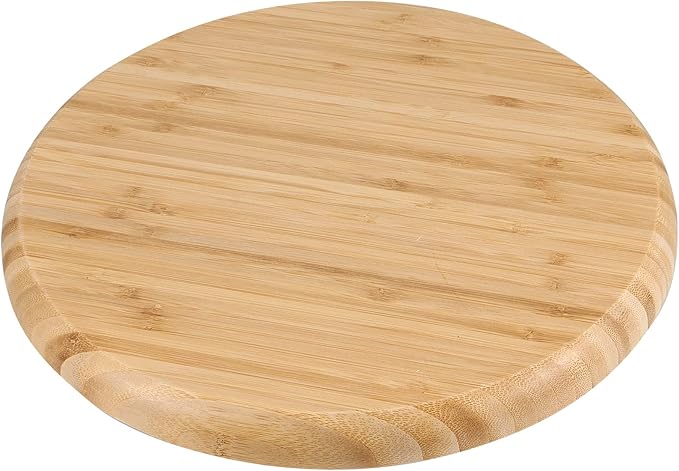 JOIKIT 3 Pack 12 Inch Bamboo Round Platter, Fine Polished Round Wood Plates Bamboo Serving Tray for Holding Fruit, Bread, Cheese, Nut, Coffee, Tea, Plant Saucer
