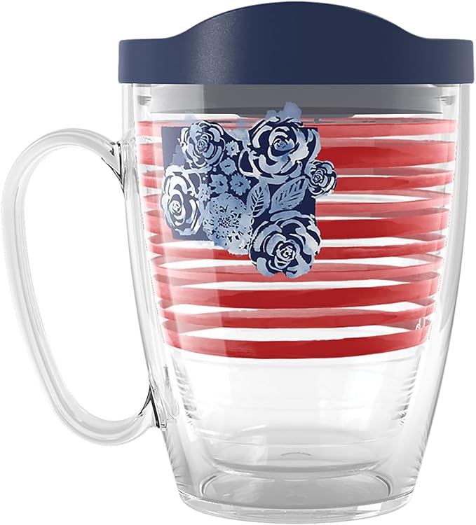 Tervis Sara Berrenson - Home Sweet Home American Flag Made in USA Double Walled Insulated Tumbler Travel Cup Keeps Drinks Cold & Hot, 16oz Mug, Classic