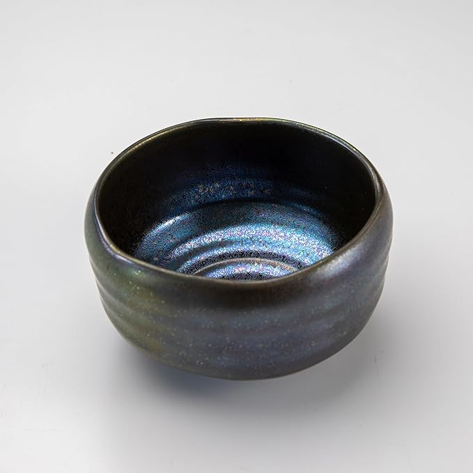 Asayu Japan Matcha Bowl, Handcrafted Starry Night Blue Japanese Ceramic Chawan, Microwave and Dishwasher Safe for Tea Ceremoney, Green Tea, Mino Pottery - Sazanami