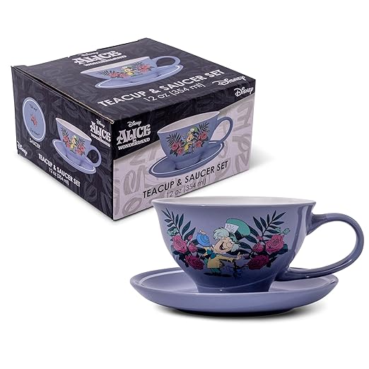 Silver Buffalo Alice in Wonderland Oh My Boxed Ceramic Teacup and Saucer, 12 Ounces
