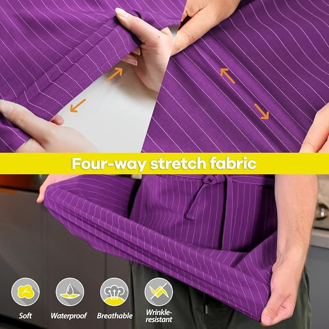 ROTANET Stripe Stretch Apron Chef Aprons for Men with 2 Pockets Waterproof | 34" x 28", Plus Size for Big and Tall, Striped, Pinstripe, Apron for Men Women, Extra Large, for Cooking, Kitchen - Image 4