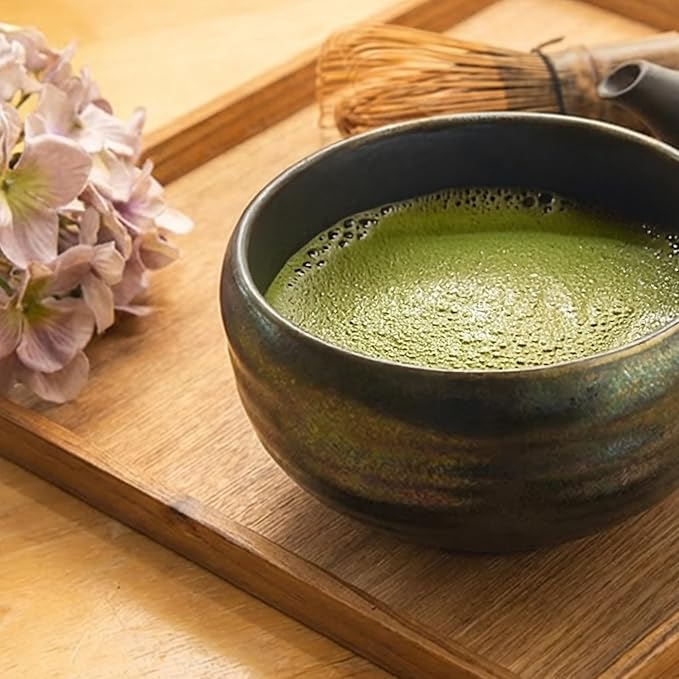 Asayu Japan Matcha Bowl, Handcrafted Starry Night Blue Japanese Ceramic Chawan, Microwave and Dishwasher Safe for Tea Ceremoney, Green Tea, Mino Pottery - Sazanami