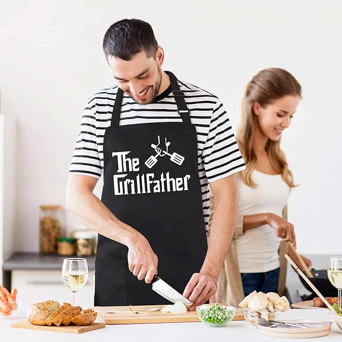 Grill Aprons for Men Dad - The Grill father Apron - Funny Chef Cooking Grilling BBQ Apron with 2 Pockets - Birthday Fathers Day Christmas Gifts for Dad - Image 7