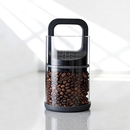 Premium Coffee Canister with Vacuum Seal Technology, Airtight Coffee Bean Storage Container with Push Lid, Borosilicate Glass Container for Coffee Freshness (950ml/32oz)