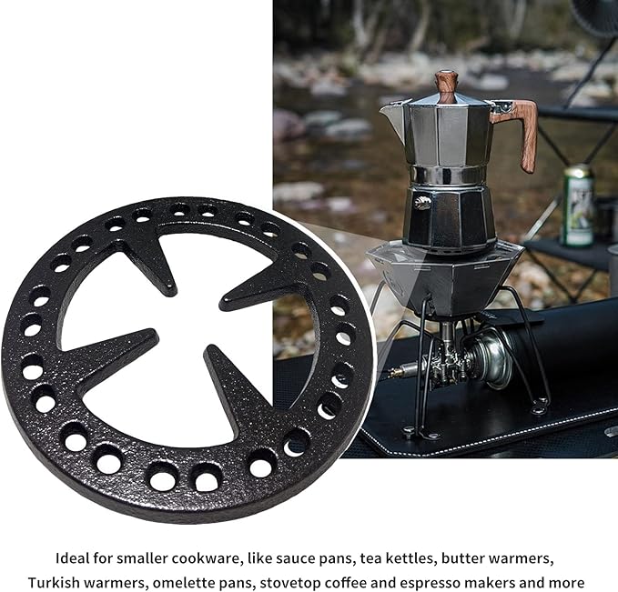 MENSI 5" Upgrade Design Casting Iron Gas Ring Reducer Flat Pot Rack Cast Iron Turkish Coffee Pot Support Ring For Espresso Maker,Coffee Moka, Gas Cooker
