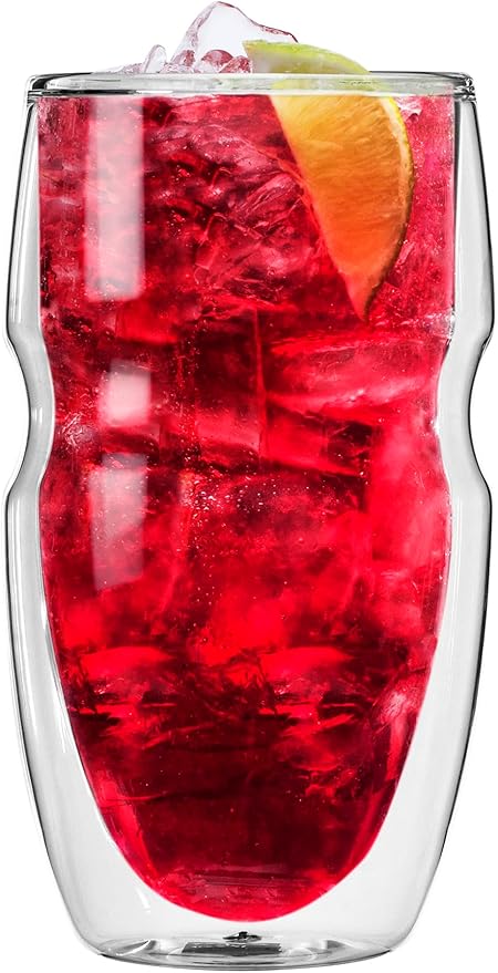 Ozeri Serafino Double Wall Insulated Iced Tea and Coffee Glasses, 16-Ounce, Set of 6