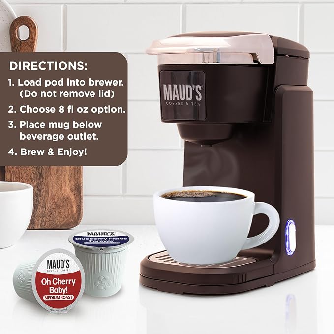 Maud's Blueberry, Cherry & Raspberry Chocolate Flavored Pods Bundle, 54 ct, Medium Roast Flavored Coffee in Single Serve Pods – 100% Arabica Coffee, Compatible with Keurig K Cups Maker - Image 5