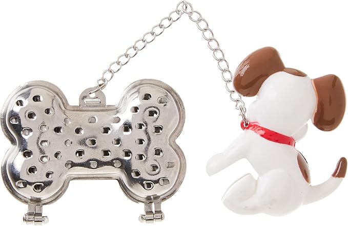 Joie Woof Tea Ball Infuser, Steep and Strain Loose Leaf Tea, Securely Sits on Side of Mug, Cute Dog Design, Stainless Steel, BPA-Free