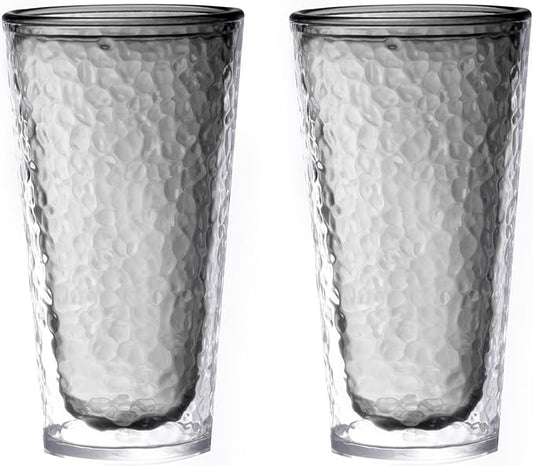 KLIFA- NICE- 20 oz, Acrylic Insulated Tumbler Set, Double-wall Drinking Glasses, BPA-Free, Shatter-Proof Plastic Drinkware, Dishwasher Safe Cups, Set of 2, Ocean Blue