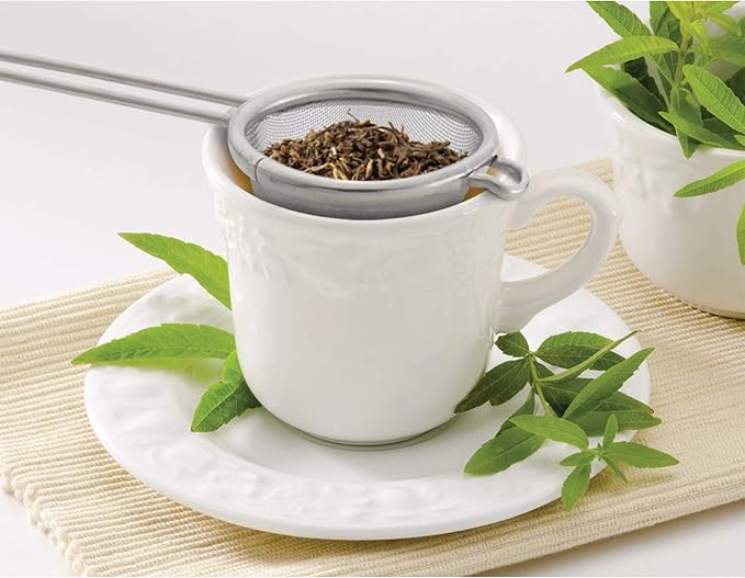 HIC Kitchen Fine Mesh Tea Strainer With Helper Handle, 18/8 Stainless Steel, 2.75-Inch, For Sifting, Straining, And Brewing Tea, Coffee, Or Cocktails