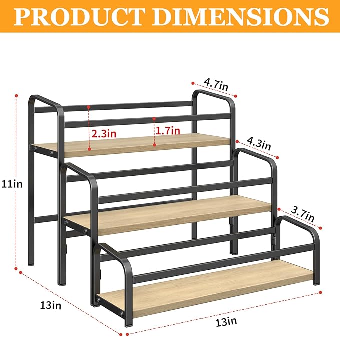 DTUQYX Coffee Syrup Organizer, 3-Tier 12 Bottles Capacity Coffee Syrup Rack, Syrup Rack for Syrup, Wine, Dressing for Kitchen Coffee Station, Magnetic one-Step Installation…