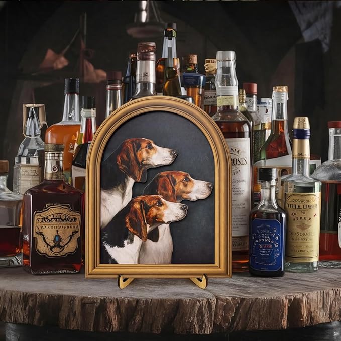 Vintage Hunting Dog Wall Art Sign for Farmhouse Decor, Classic Hound Portrait Wall Decor, 8x10 Inch