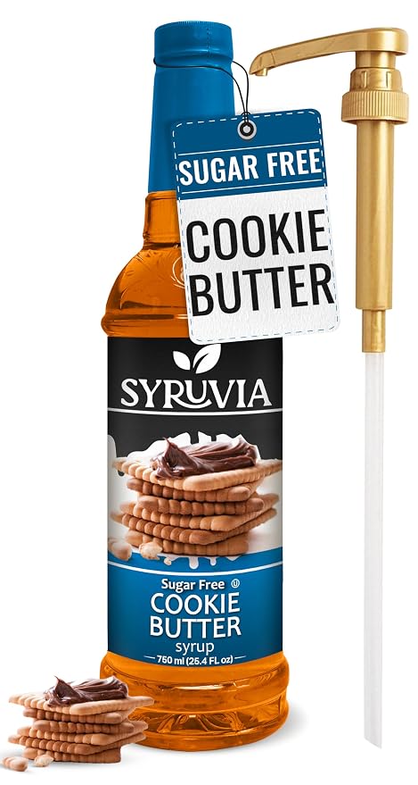 Syruvia Sugar Free Coffee Syrup, Cookie Butter Flavored Syrup for Drinks, Lattes, and Desserts – 25.4 fl oz, With Pump by SYRUVIA