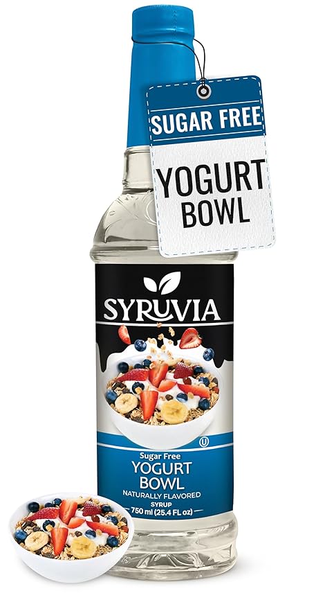 Syruvia Sugar-Free Yogurt Bowl Syrup, Natural Flavors, Syrup for Drinks, Lattes, and Desserts – 25.4 fl oz