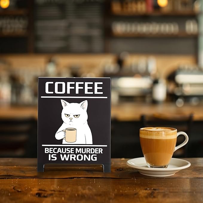 Coffee Bar Accessories Decor: Black Coffee Station Corner Decorations Sign for Kitchen Office Tabletop Shelf