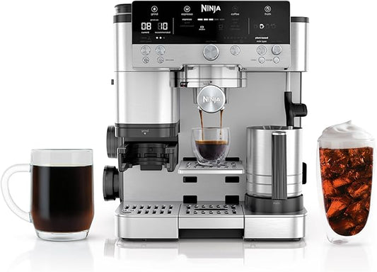 Ninja R-ES601 Luxe Café Premier Series Espresso Machine, Drip Coffee, Cold Brew, Grinder, Tamper, Frother, Silver (Renewed)
