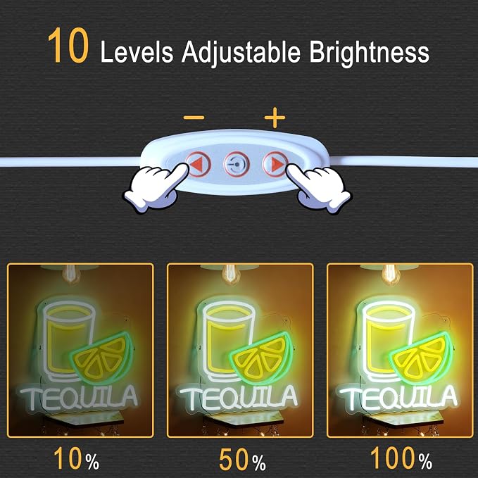 Tequila LED Neon Sign, Tequila Cup and Lemon Slice Shaped Neon Light, USB Powered Decorative Light for Bar Party Home Living Room Drink Theme Wall Table Decor, 13.8 x 12.2 In - Image 4