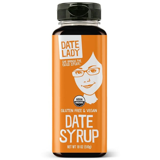 Date Lady Organic Date Syrup 18 oz Squeeze Bottle | Vegan, Paleo, Gluten-free & Kosher | Sugar Substitute | More Nutrition Than Maple Syrup or Honey by DateLady