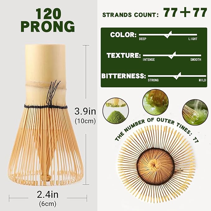 Clay&Fire Matcha Whisk, Handcrafted Bamboo Whisk for Matcha Powder, Traditional Japanese Chasen for Matcha Stirrer, 100% Natural Matcha Wisk