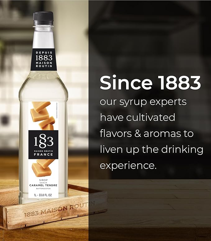 1883 Butterscotch Syrup for Drinks, Made in France, 1 Liter Plastic Bottle