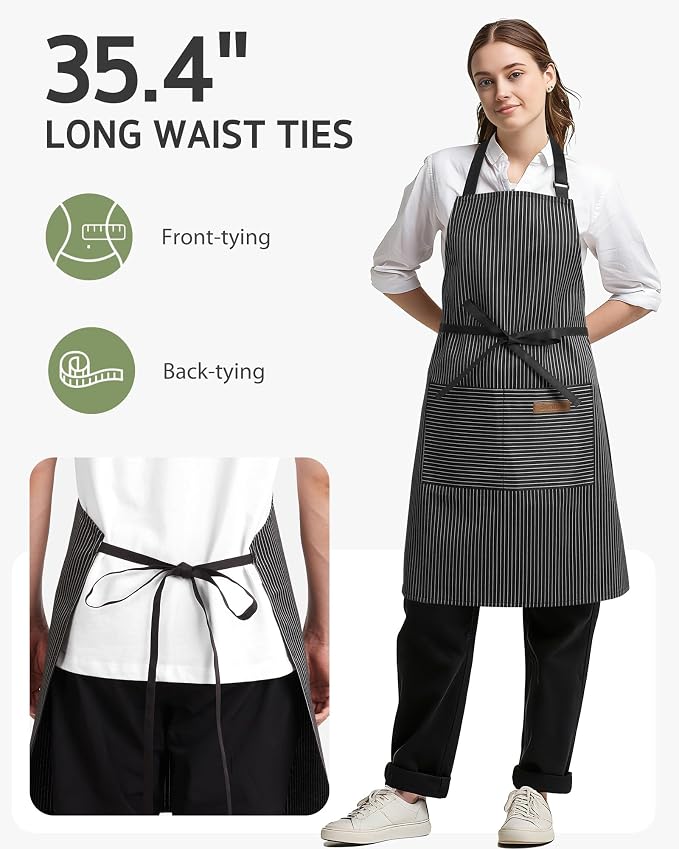 Syntus Apron for Men Women, Adjustable Cooking Kitchen Apron with 2 Pockets | Machine Washable, Firm Stitching, Stain Resistance, Long Tie Straps, 2 Pockets, Versatility, Unisex Use, Gift, BBQ - Image 5
