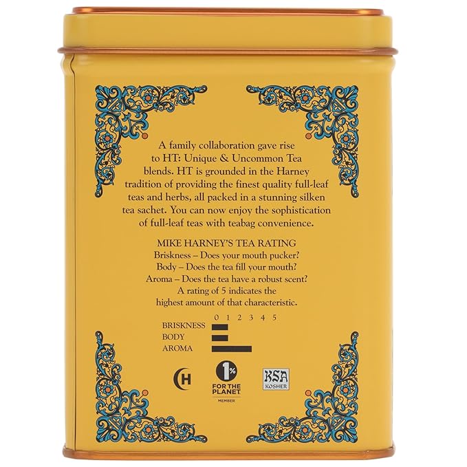 Harney & Sons Master Yellow & Blue Tea Tin - Herbal Blend of Chamomile, Lavender, and Cornflowers - 1.4 Oz, 20 Count