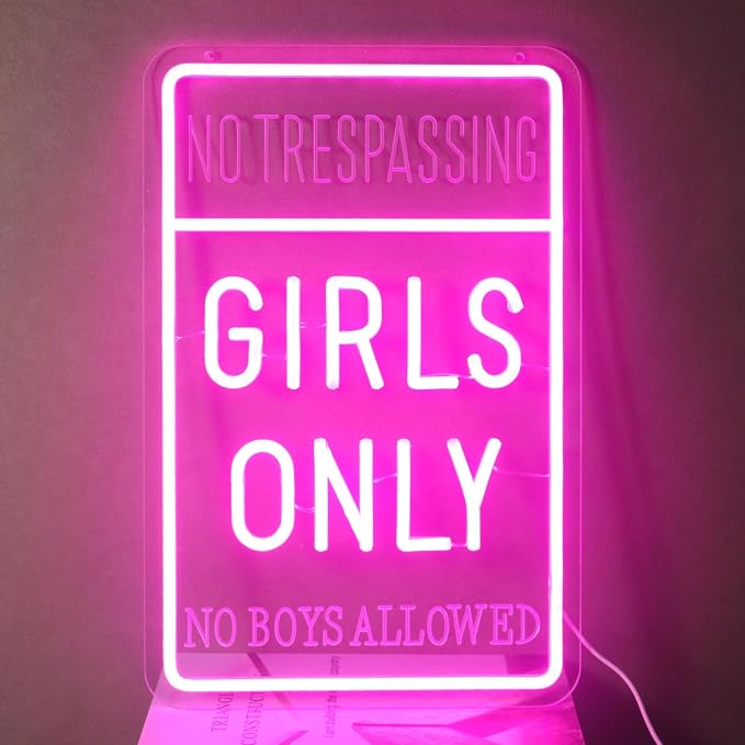 "Girls Only" neon Light - LED Wall Art for Girls Room, Club,Cave,Dorm, Study Nook or Bestie Hangout Space, Dimmable USB, Cool Bonding Gift for Sisters & Best Friends - Image 2