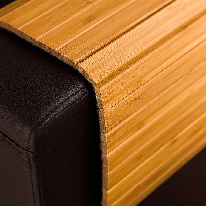 GEHE Sofa Arm Tray Table - Flexible/Foldable Couch Arm Table Perfect for Drink & Snacks Great Armrest Tray (16.5" L x 13.25" W x 0.35" H, Natural Bamboo)