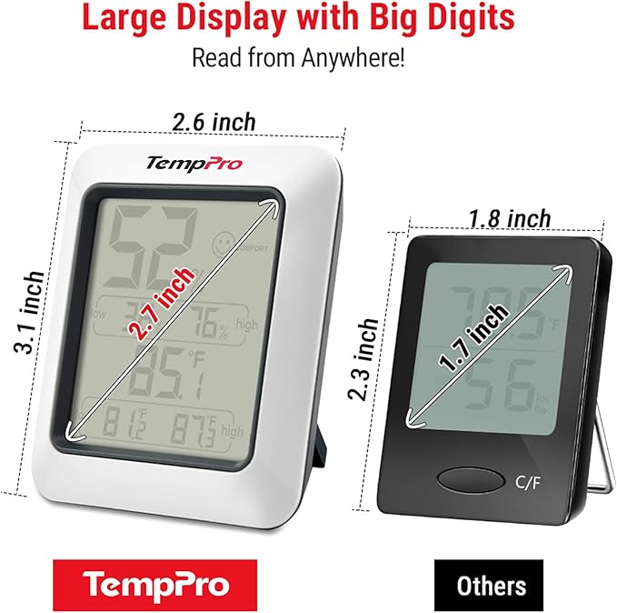 TempPro TP50 Digital Hygrometer Indoor Thermometer Room Thermometer and Humidity Gauge with Temperature Humidity Monitor(Previously ThermoPro)