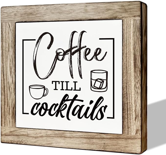 Rustic Coffee Bar Sign - Wooden Block Set, Perfect for Home or Kitchen Decor, Coffee Lover Gift by MLTEye