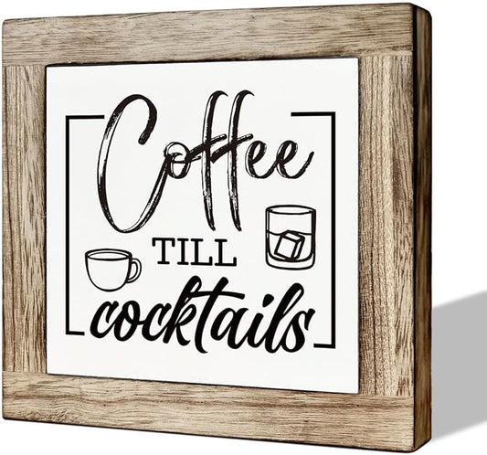 Rustic Coffee Bar Sign - Wooden Block Set, Perfect for Home or Kitchen Decor, Coffee Lover Gift by MLTEye