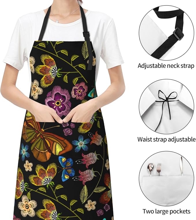 Perinsto Waterproof Apron With 2 Pockets Kitchen Chef Aprons Bibs For Cooking Baking Painting Gardening Grooming - Image 3
