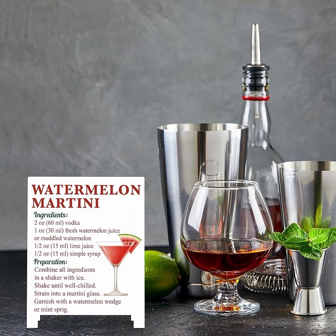 Watermelon Martini Recipe Rustic Bar Decor for Home Cafe Farmhouse Cocktail Sign for Kitchen Bar Cart Accessories Mixology Christmas Gift for Bartender Men Women Couple - 5.59 x 4.33 inch Acrylic Sign - Image 4