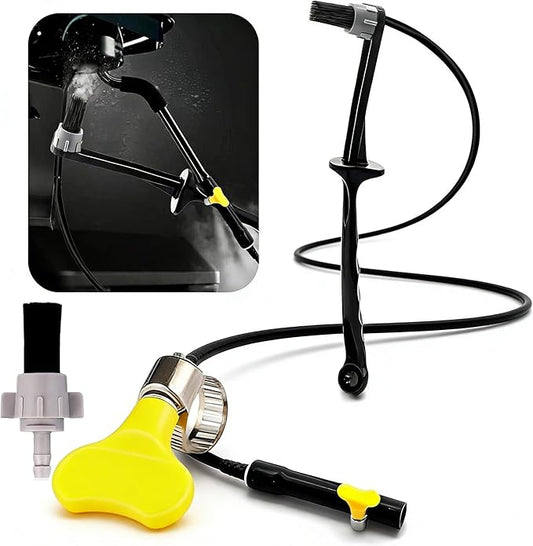 Coffee Machine Steam Brush, 36 Inch Silicone Hose Espresso Steam Wand Cleaning Tool with Spoon End for Barista Espresso Maintenance (Black+One replacement head + two hose clamps)