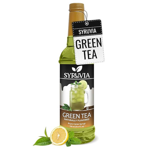 Syruvia Green Tea Syrup, Natural Flavors, Syrup for Drinks, Lattes, and Desserts – 25.4 fl oz