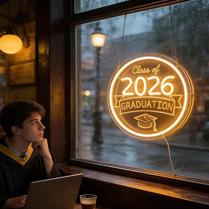 "Class of 2026" Graduation Cap Light - Official & Celebratory LED Wall Sign for Dorm, Grad Party, Study Space or Gift, Dimmable USB, Proud Keepsake for the Graduate & Their Supporters - Image 2