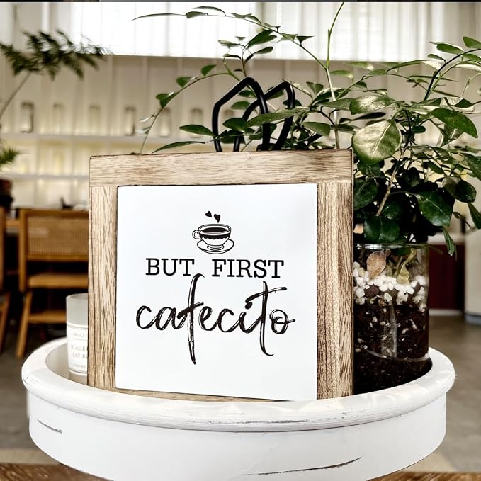 But First Cafecito Sign - Wooden Coffee Decor for Home & Office, Funny for Coffee Lovers - Image 4